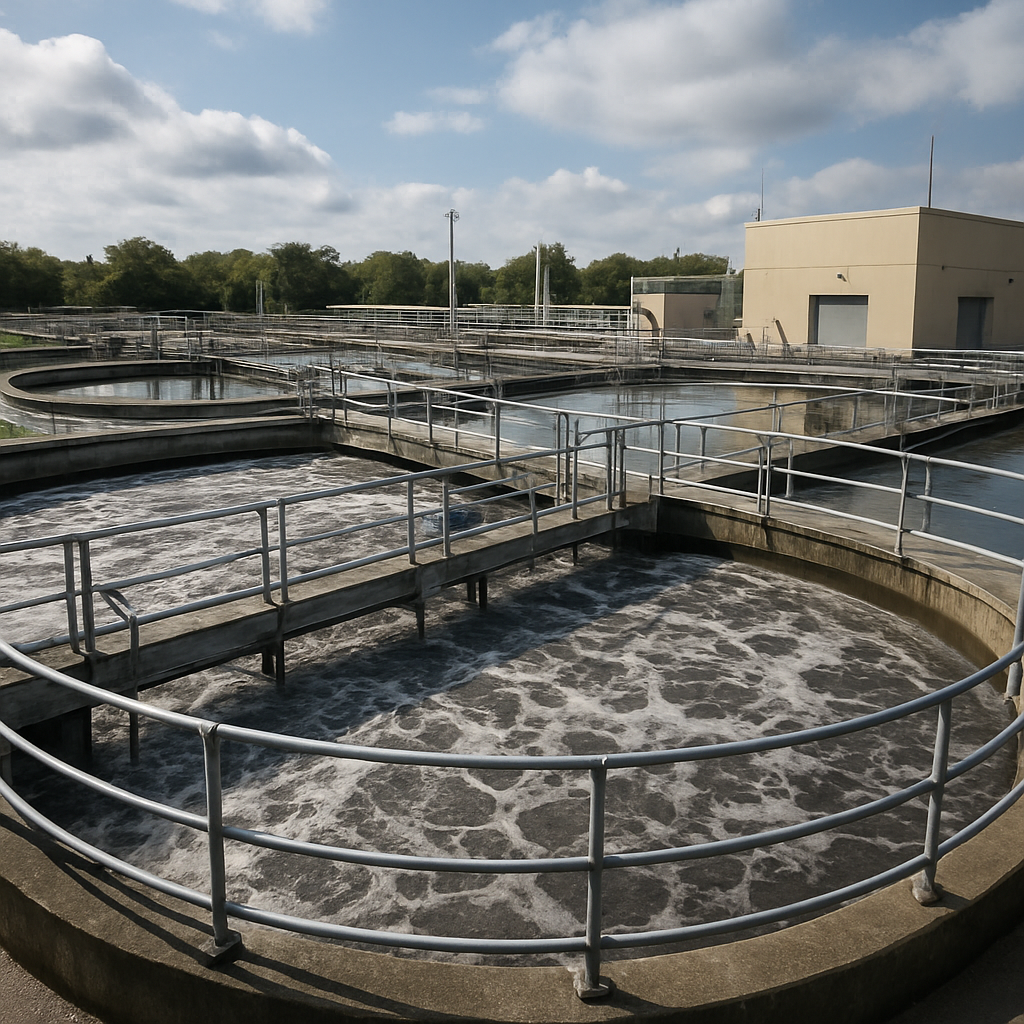 Real life picture of a waste water treatment plant