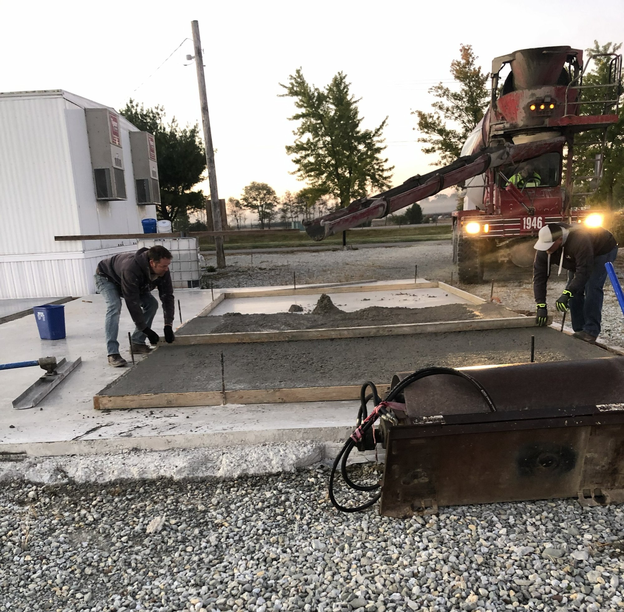 Concrete pour at trailer