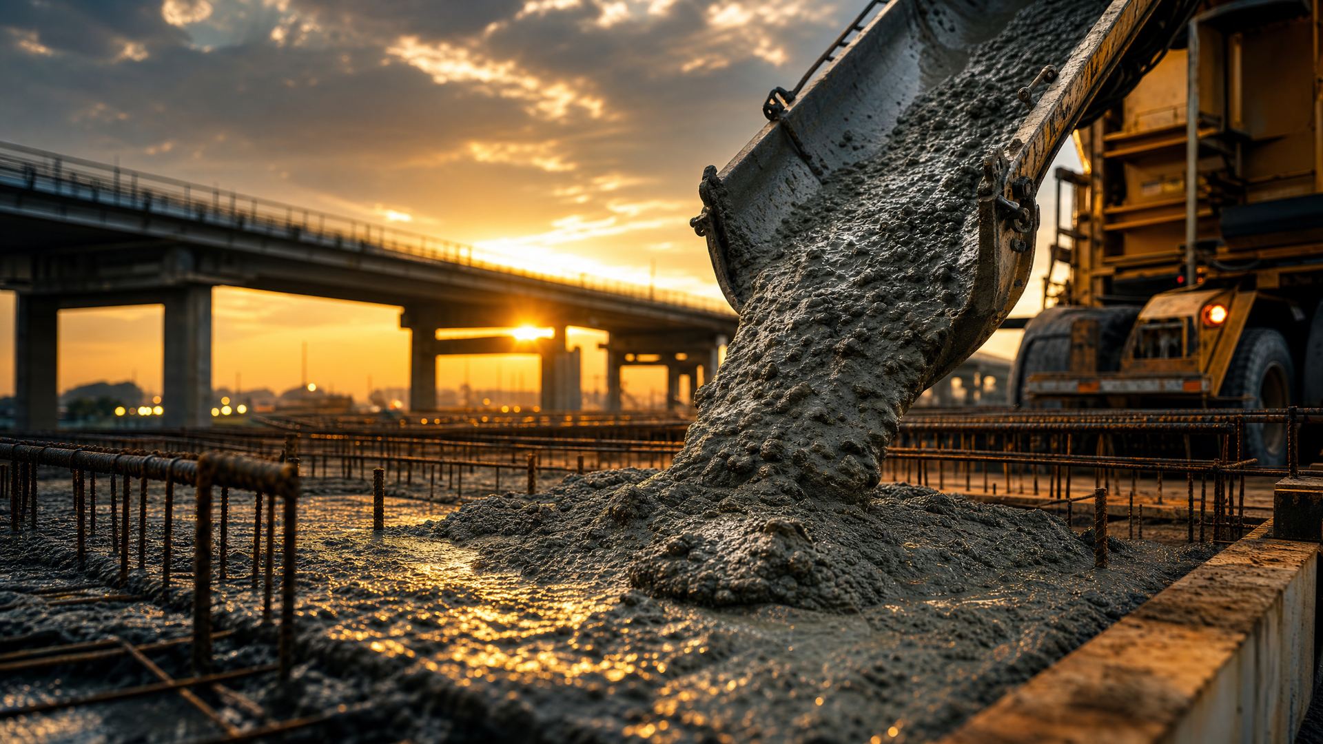 Concrete being poured on infrastructure project